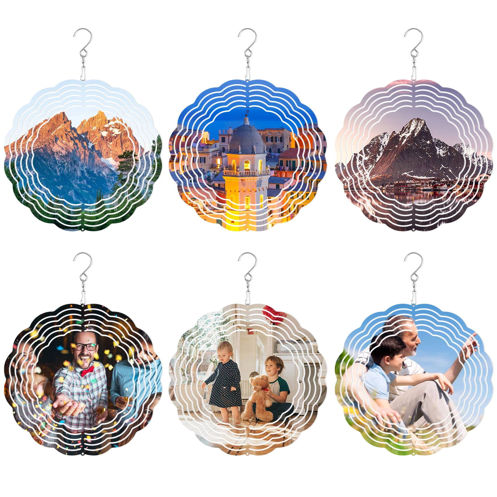 AC88-6Pack 8 Inch Sublimation Wind Spinner Blanks 3D Wind Spinners Hanging Wind Spinners For Indoor Outdoor Decoration