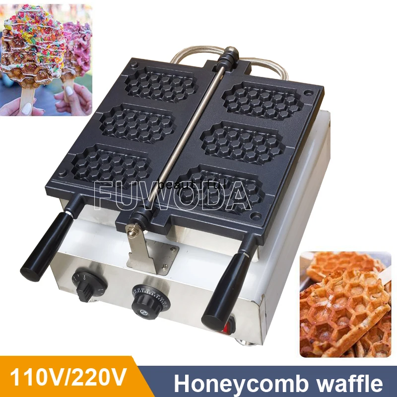 3 PCS Commercial Electric Honeycomb Shaped Waffle Pops Machine Maker Honeycomb Waffle Maker Iron Pan