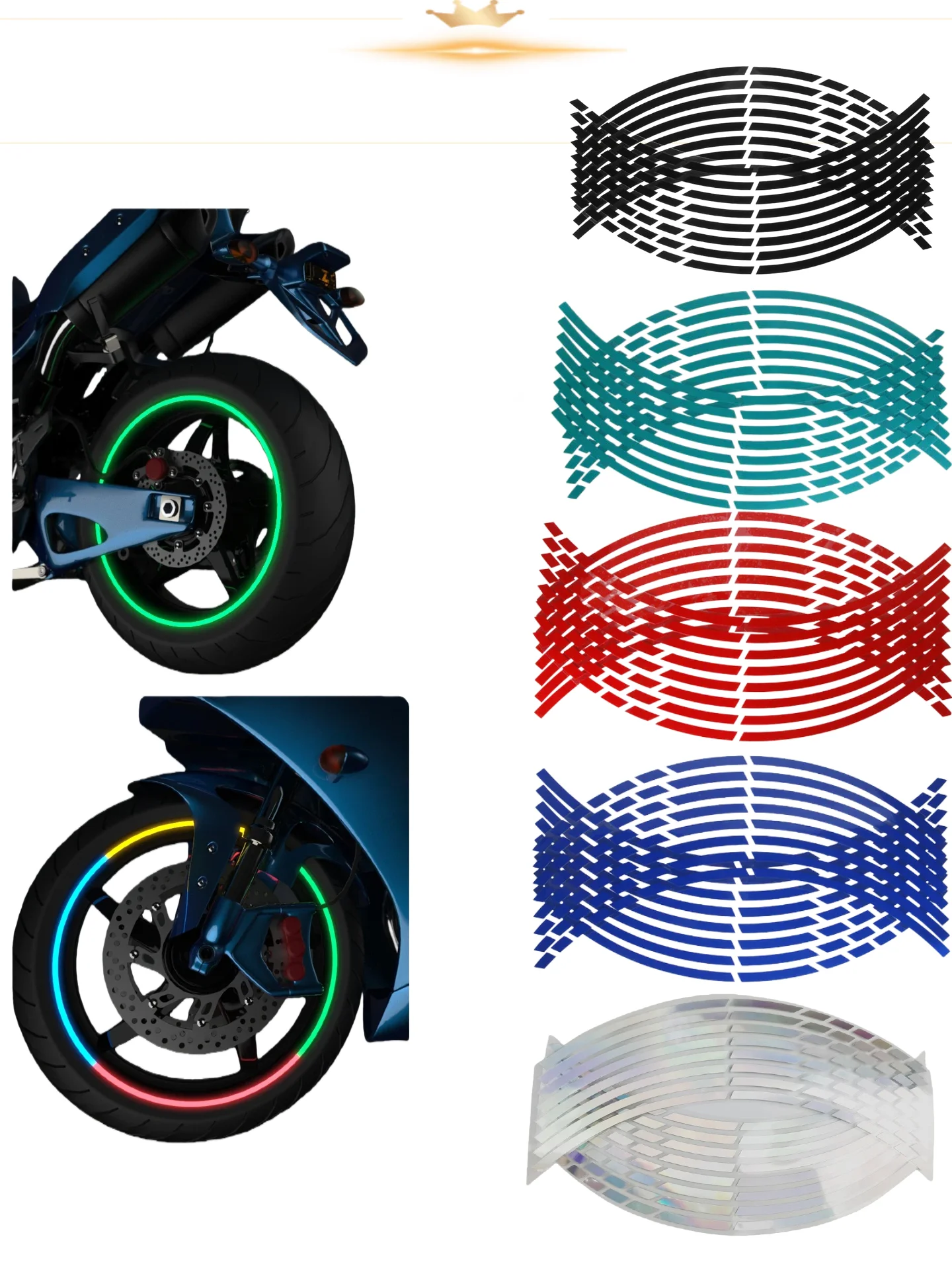 AliExpress NONE Universal 16Pcs Strips Motorcycle Wheel Stickers Car Reflective Rim Tape Motorbike Moto Bicycle Bike Auto 17"18" Tire Decals