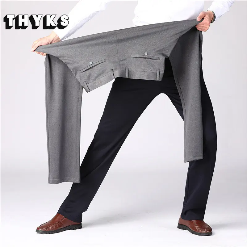 

Slim Fit High Elasticity Business Suit Pants Mens Loose Casual Solid Wear-resistant Work Official Straight Trousers Male Summer