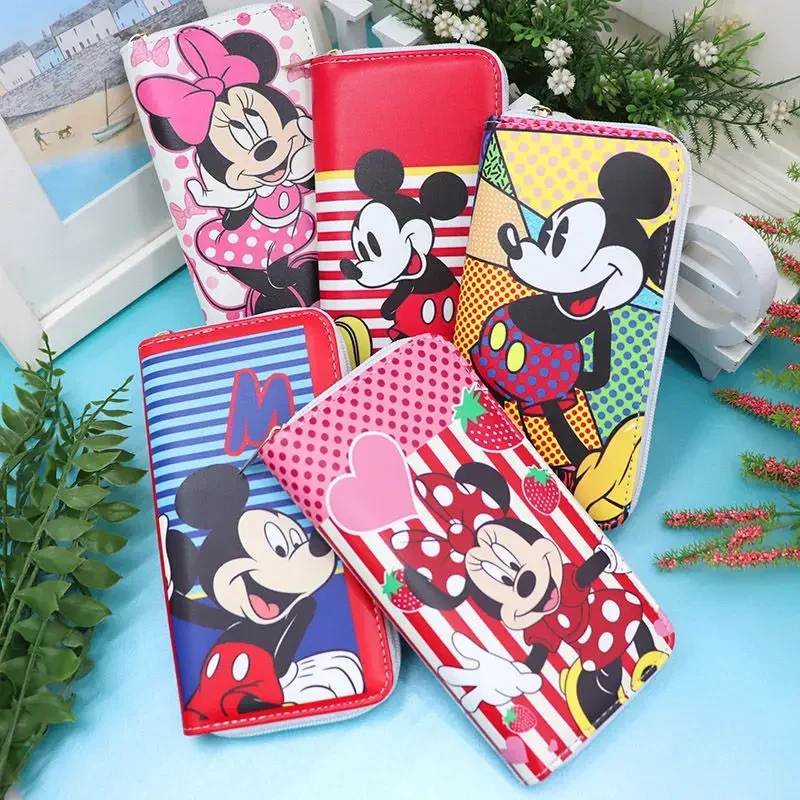 Disney Minnie Mouse Purse for Women Girl PU Leather Wallet Kawaii Luxury Wallet Designer Coin Purse