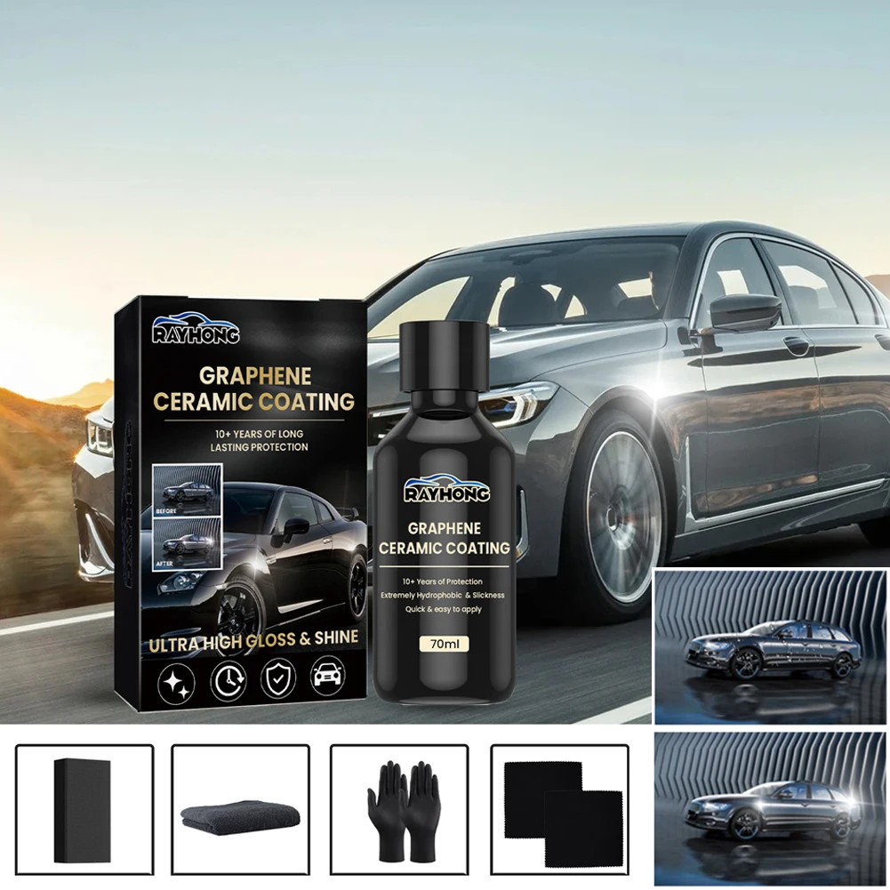 Peinture de voiture anti-rayures avec revêtement céramique, liquide d'entretien super hydrophobe, technologie avancée, lueur UV, 70ml