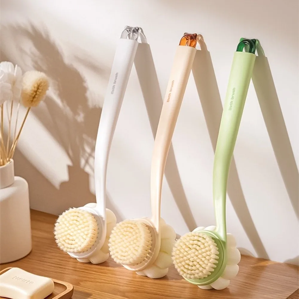 

2pcs Portable 3-in-1 Double-Sided Bath Brush Anti Slip Soft Back Scrub Brush Thickened Massage Bath Brush Household Shower