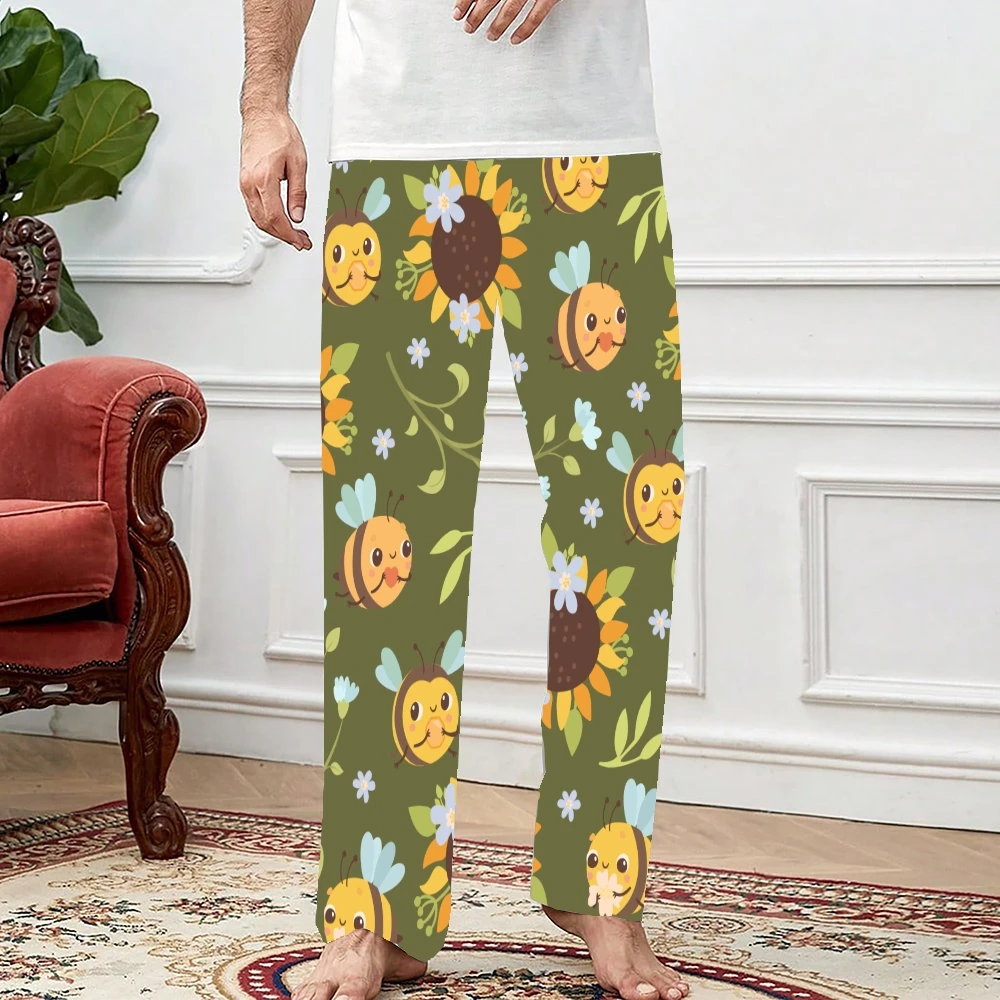 Pantalones de pijama con patrón de girasoles para hombre y mujer, ropa de dormir supersuave, con bolsillos y cordón, Unisex