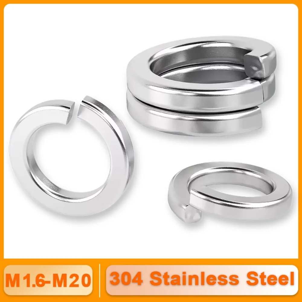 GB93 304 Stainless Steel Spring Lock Washer Square Ends Split Lock Washers M1.6 M2 M2.5 M3 M4 M5 M6 M8 M10 M12 M16 M20