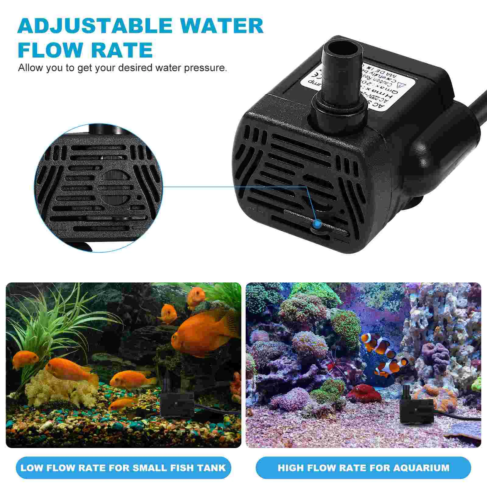 UEETEK Aquarium Fountain Pump AC 220V 220L/H 4W Submersible Water Pump Fish Tank Pond Water Pump with EU Plug (Black)