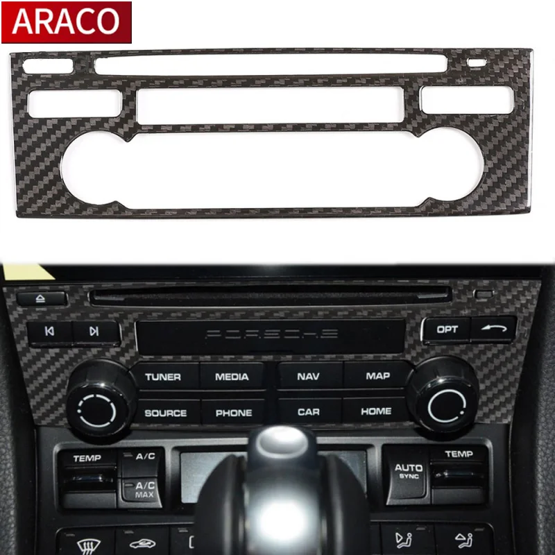 

For Porsche 718 12-18 911 16-19 Real Carbon Fiber Car Styling Interior Central Control CD Button Decoration Frame Trim Sticker