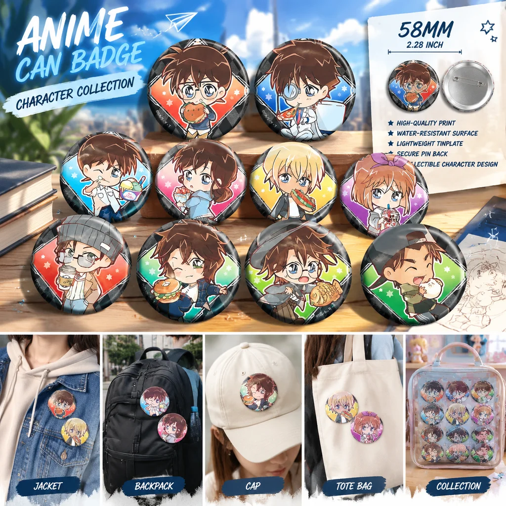 Detective Conan Kaito Kid Anime Badge Brooch R Version Pin Button 2D Merch Keychain Pendant Poster Acrylic Figure Accessory