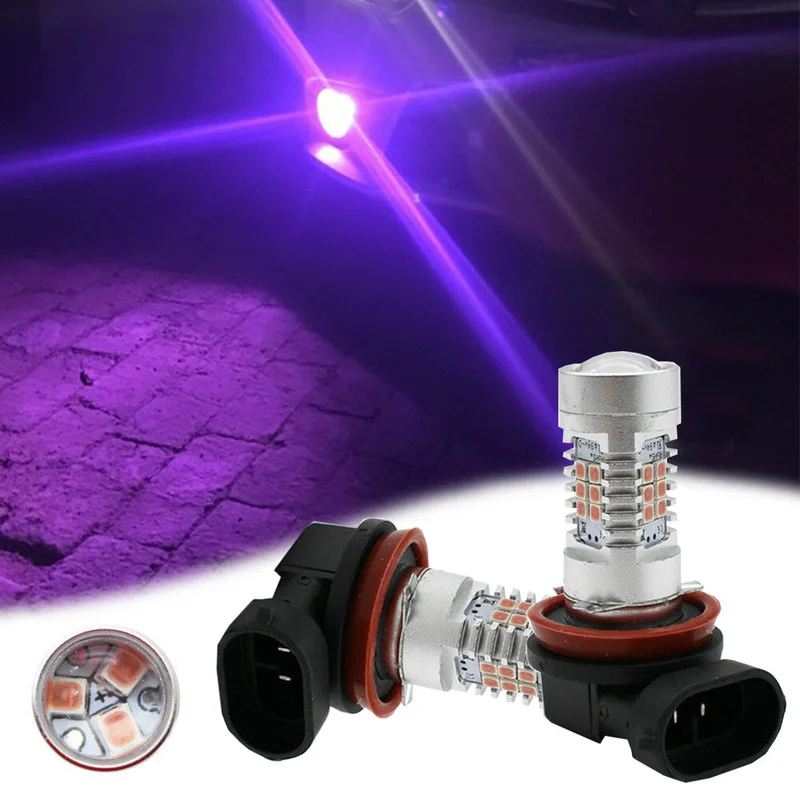 2PCS Pink Purple H11/H8 LED Fog Driving Lights Foglight DRL Bulb Lamps Universal Auto Car Light Accessories Car Products