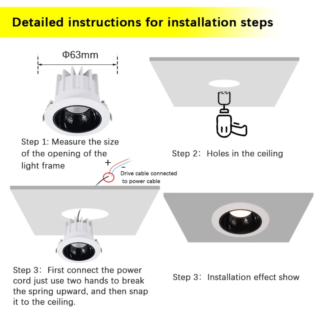 7 W Embedded Ceiling Light  LED Anti-glare Spotlight Shopping Mall Hotel COB High-power Spotlight White Downlight Spotlight