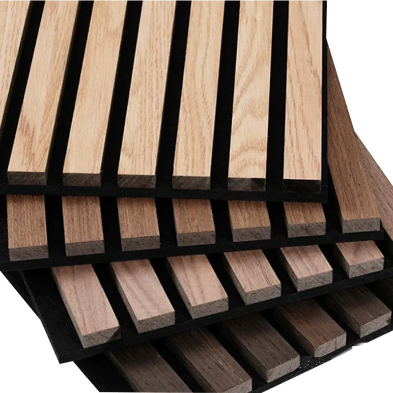 Soundproof Acoustic Wood Wall Panels Slat Interior Wall Decor Wood Paneling for Walls and Ceilings view 4