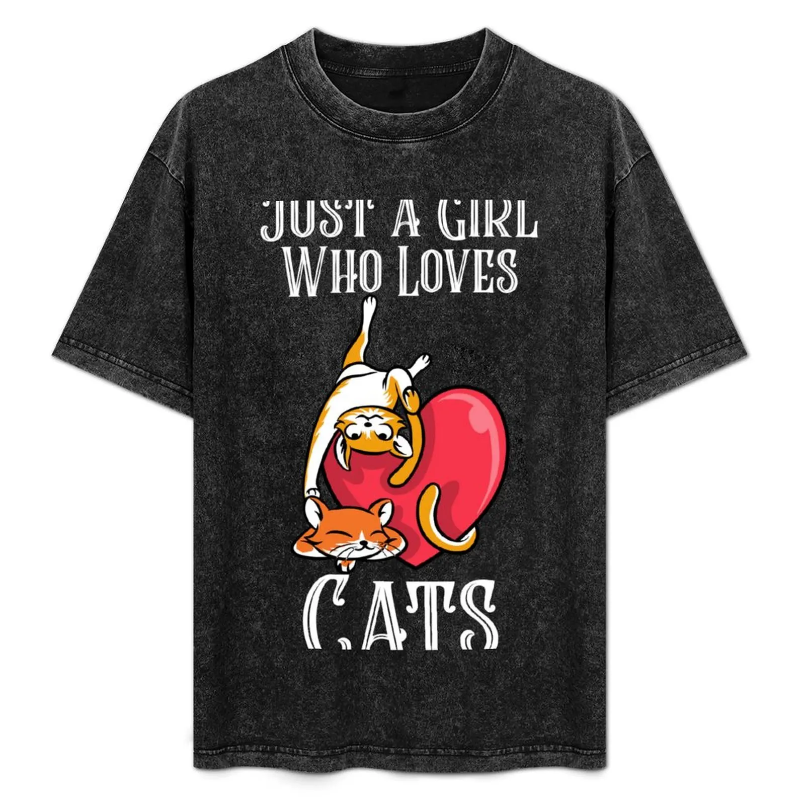 Just A Girl Who Loves Cats T-Shirt Abstract Pattern Print Top