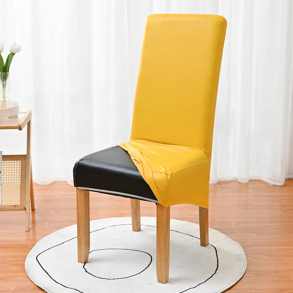 

Stretch Chair Cover Elastic Waterproof Pu Protector For Dining Room Home Decor High Back Slipcover Household Chair Case