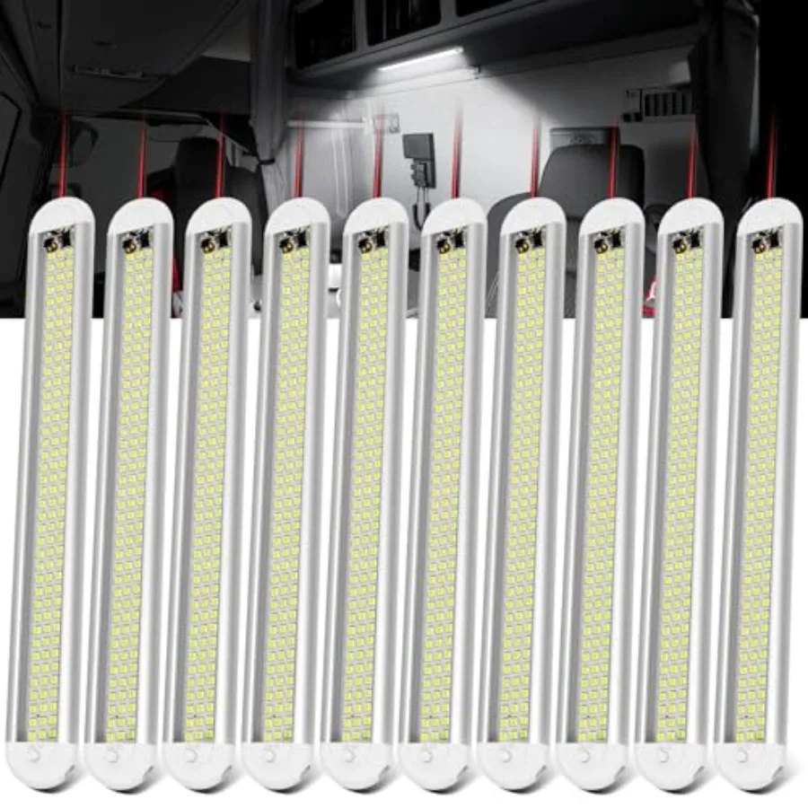 

12v LED Interior Light Bar 120LEDs 1500LM 8W DC 12 Volt led Strip Lights with ON/Off Switch for Enclosed Cargo Trailer Car RV V