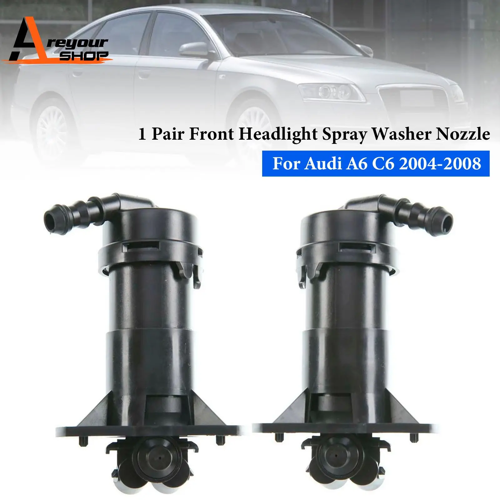 

Areyourshop 1Pc/1Pair Front Headlight Spray Washer Nozzle for Audi A6 C6 2004 2005 2006 2007 2008