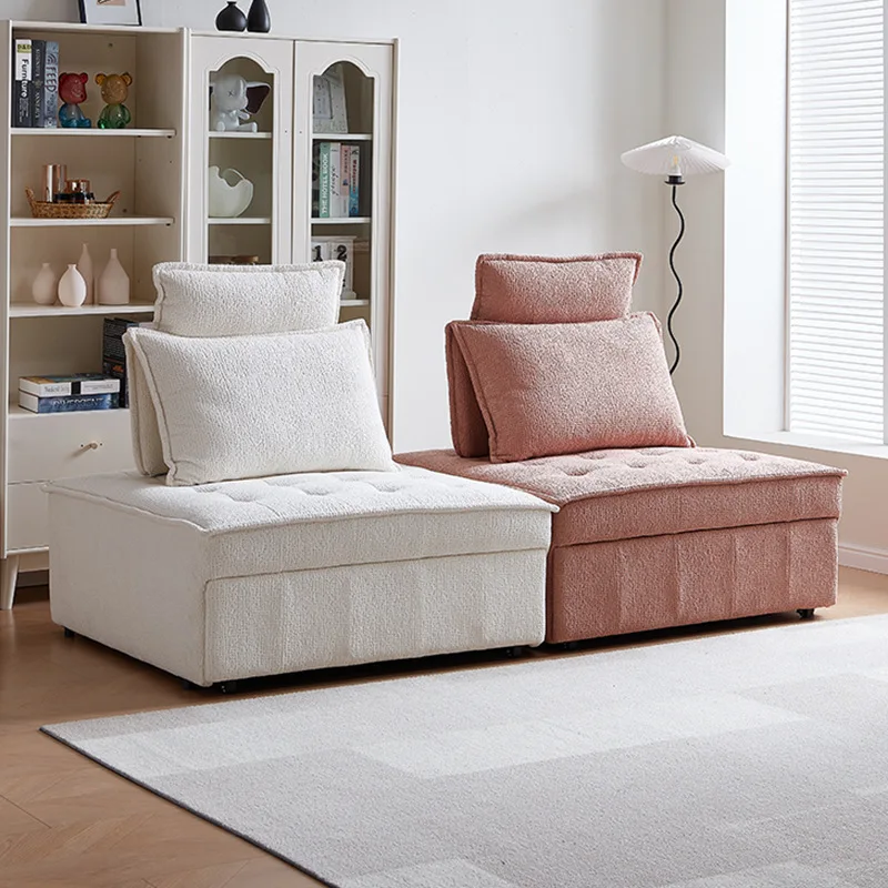 

Single sofa bed without armrests, cream wind puff folding sofa