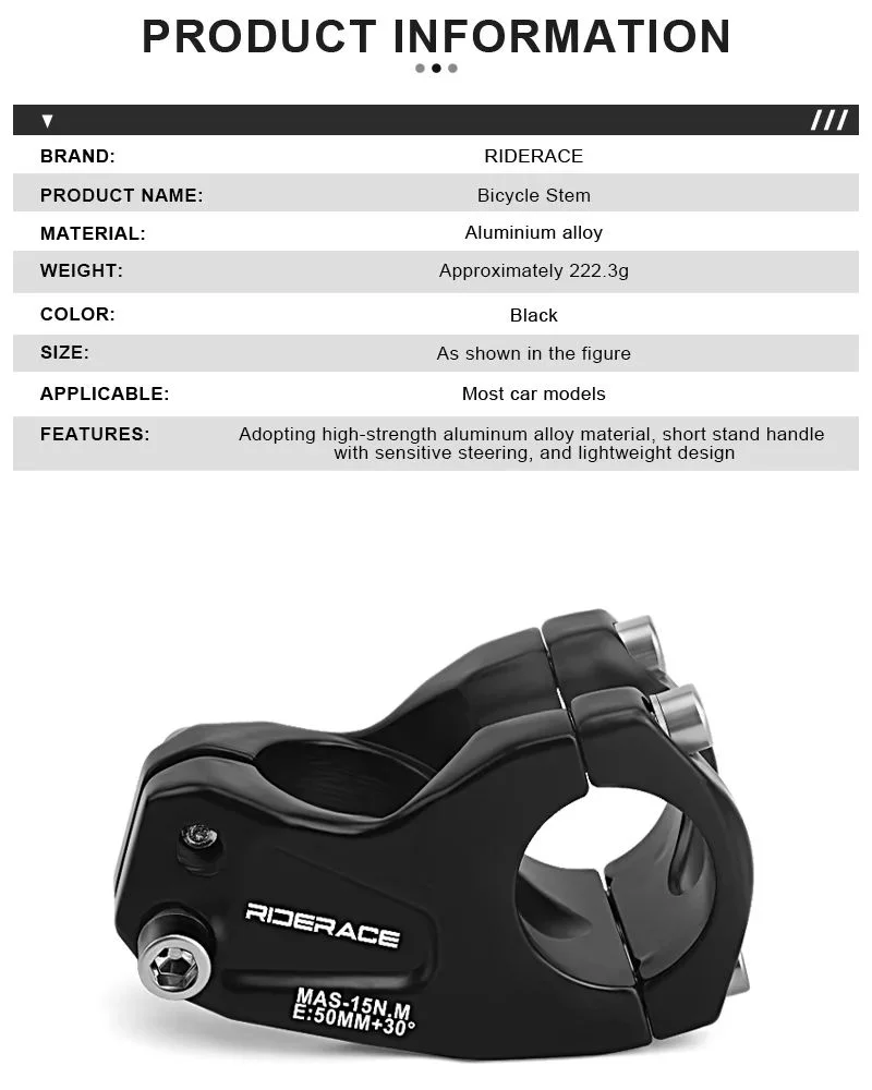 Fahrradvorbau 30 Grad 50 mm kurz MTB Rennrad Radfahren 28,6 Vorderradgabelvorbau für 31,8 mm Lenker – Detail 1