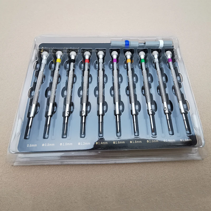 10PCS High Quality Extreme Hardess Watch Screwdriver Set Precision Screwdrivers, Including 10PCS Blades Watchmaker Repair Tools