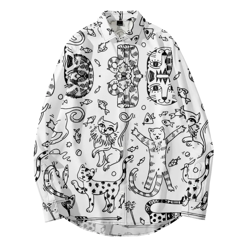

2022 new original risk-free 3D printing breathable large men's long sleeve shirt men's long sleeve top Animal Totem