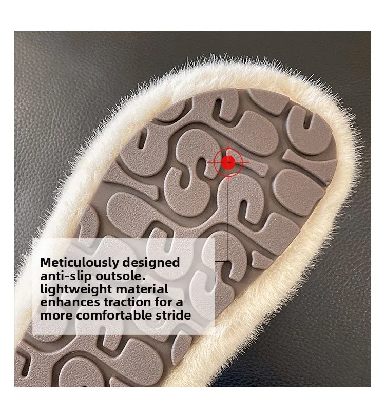 Weiche Teddyfell-Mule-Clogs für Damen, warme Plüsch-Slides für den Winter, flauschige Boken-Schuhe im Markendesign – Detail 8