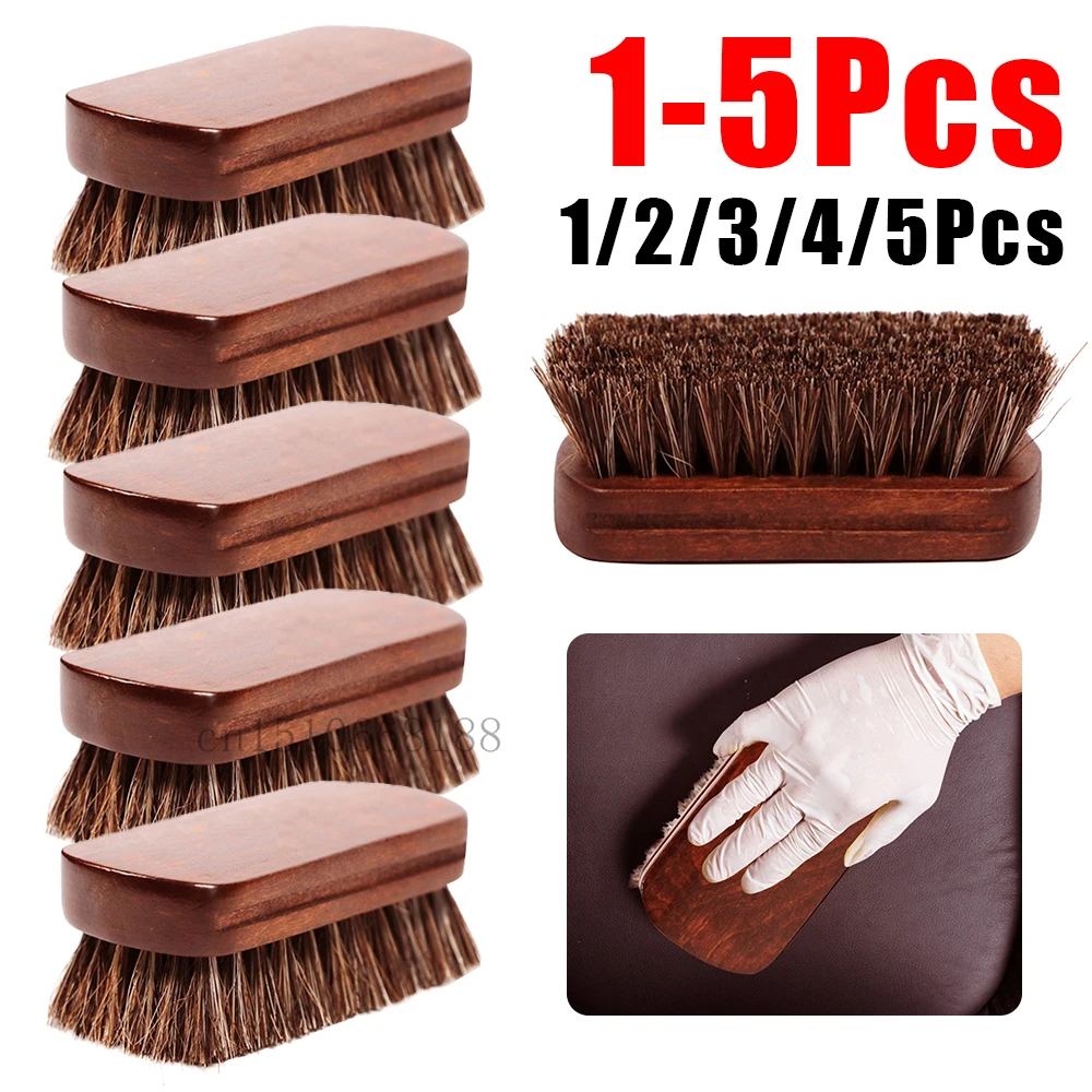 

1-5Pcs Horsehair Leather Textile Cleaning Brush for Car Interior Furniture Apparel Bag Shine Polishing Brush Auto Wash Accessory