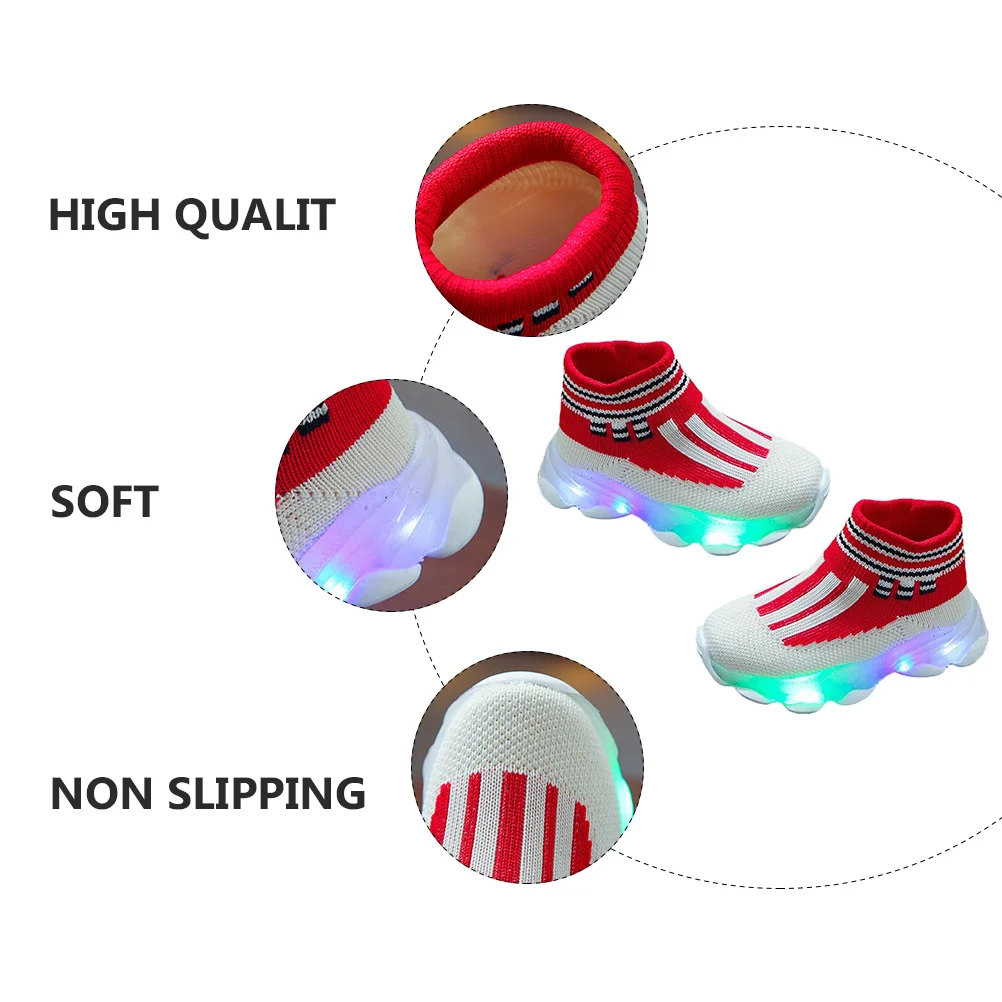 

1Pair Kids LED Shoes Breathable Mesh Socks Design Non-Slipping Sole Ideal for Spring Summer Autumn Winter Boys Light Up Shoes