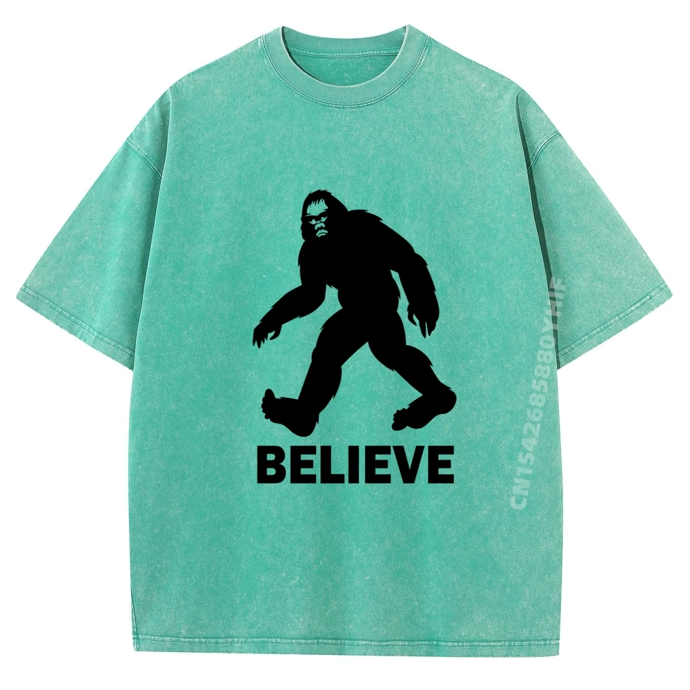 

Tees Bigfoot I Want To Believe Tshirts NEW YEAR DAY Funny Classic Washed Short Sleeve Luxury Designer Graphic Youth T Shirts