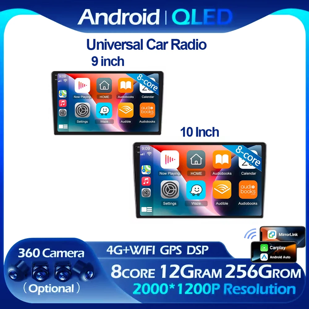 

9/10'' 2 Din Android 14 auto Car Radio Multimedia Video Universal Stereo Carplay gps For Volkswagen Nissan Hyundai toyota Kia