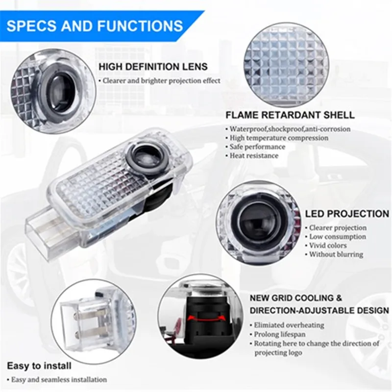 2Pcs LED Auto Tür Willkommen Logo Projektor Geister Schatten Licht Zubehör Für Mercedes Benz E Klasse W211 S211 2002-2009 2008 2007 – Detail 2