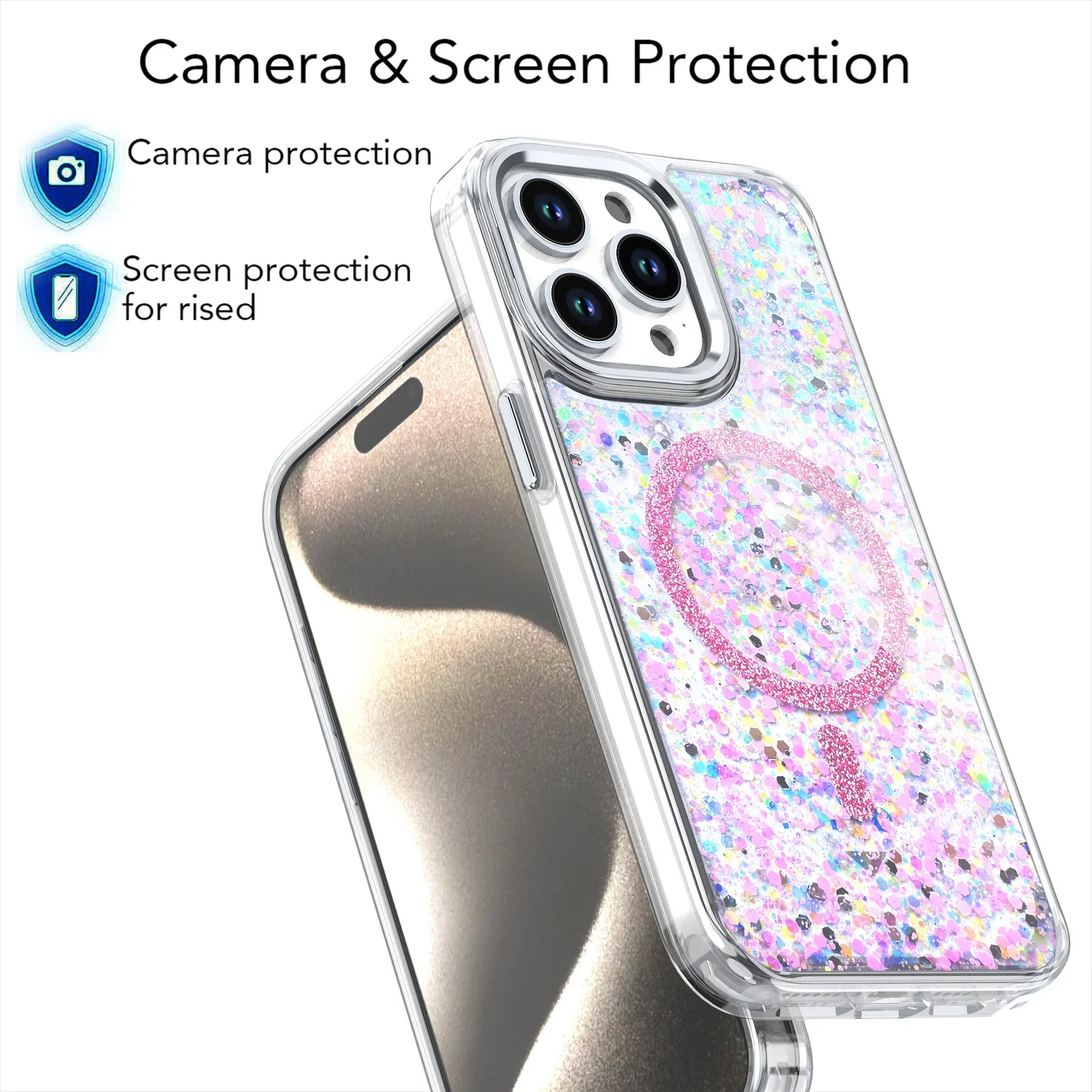 Etui na telefon Magsafe Colorful Clear Glitter do iPhone'a 16 15 14 13 12 Pro Max Plus 11 Silicone Magnetic Wireless Charge Cover