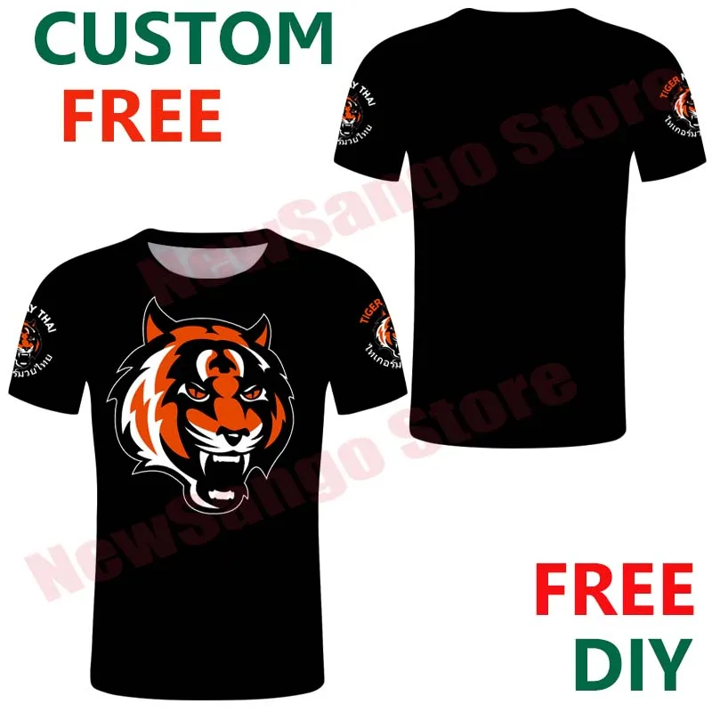 Tiger Muay Thai Mma Muay Thai boxe T Shirt Series colore bianco nero personalizza la tua maglietta nome personale su Tee