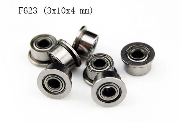 (10 PCS) (3x10x4 mm) (Flange) Metal Shielded Ball Bearing F623ZZ