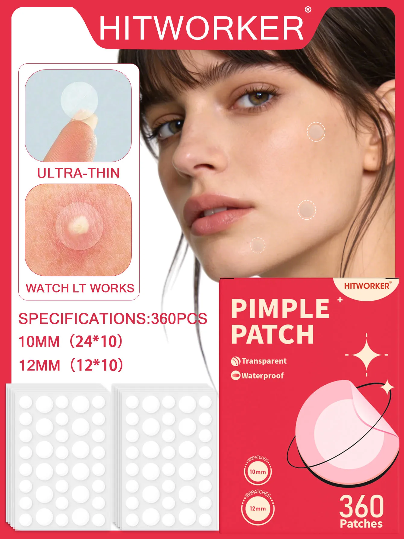 Hydrocolloid acne patch facial cleansing care essence, tool accessory, invisible and waterproof, suitable for all skin types