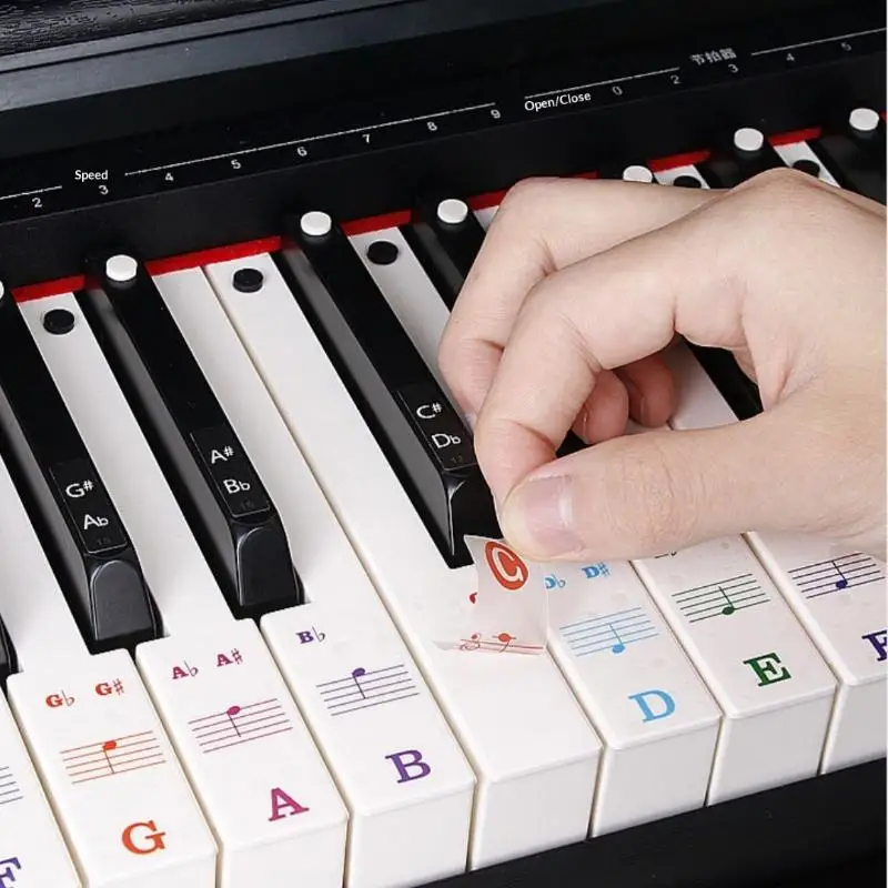 Hot Sale 1 Set Beginner Letter Piano Sticker 88/61/54/49 Keys With Removable Colored Note Labels Piano Keyboard Stickers