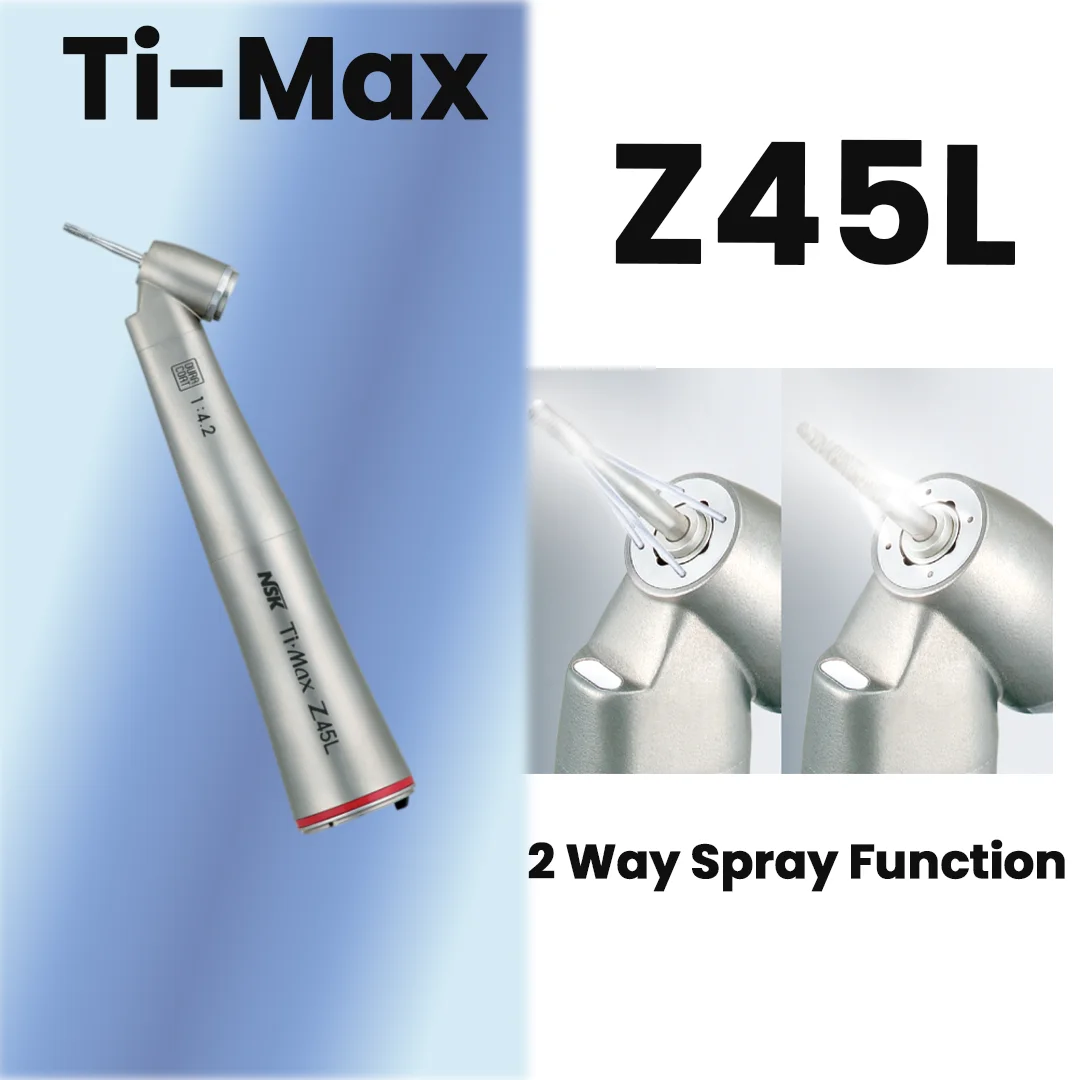 NSK Ti Max Z45L Dental 45 Degree Surgical Handpiece Dentistry 1:4.2 Increasing Speed Red Ring Air Turbine Contra Angle Handpiece