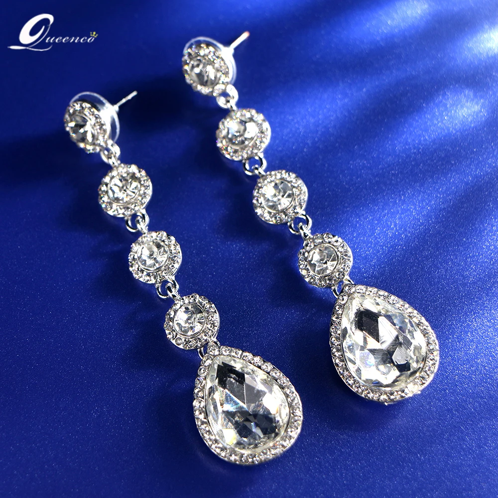 

Crystal Drop Bridal Long Earrings Ladies Luxury Earring For Women 2022 Trending Elegant Earings Fashion Jewelry Earing