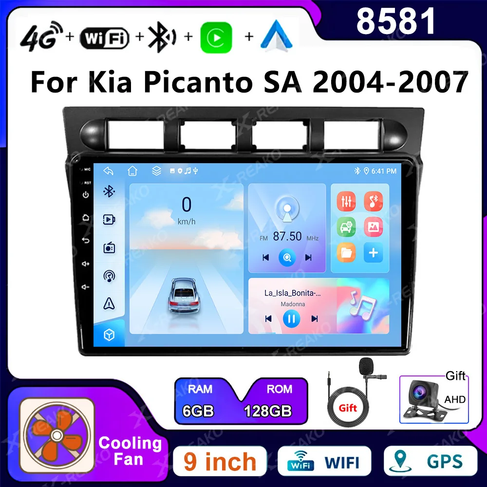 

X-REAKO Автомагнитола Android 14 для Kia Morning Picanto 2004-2007 4G WIFI GPS навигация мультимедийный стерео блок QLED