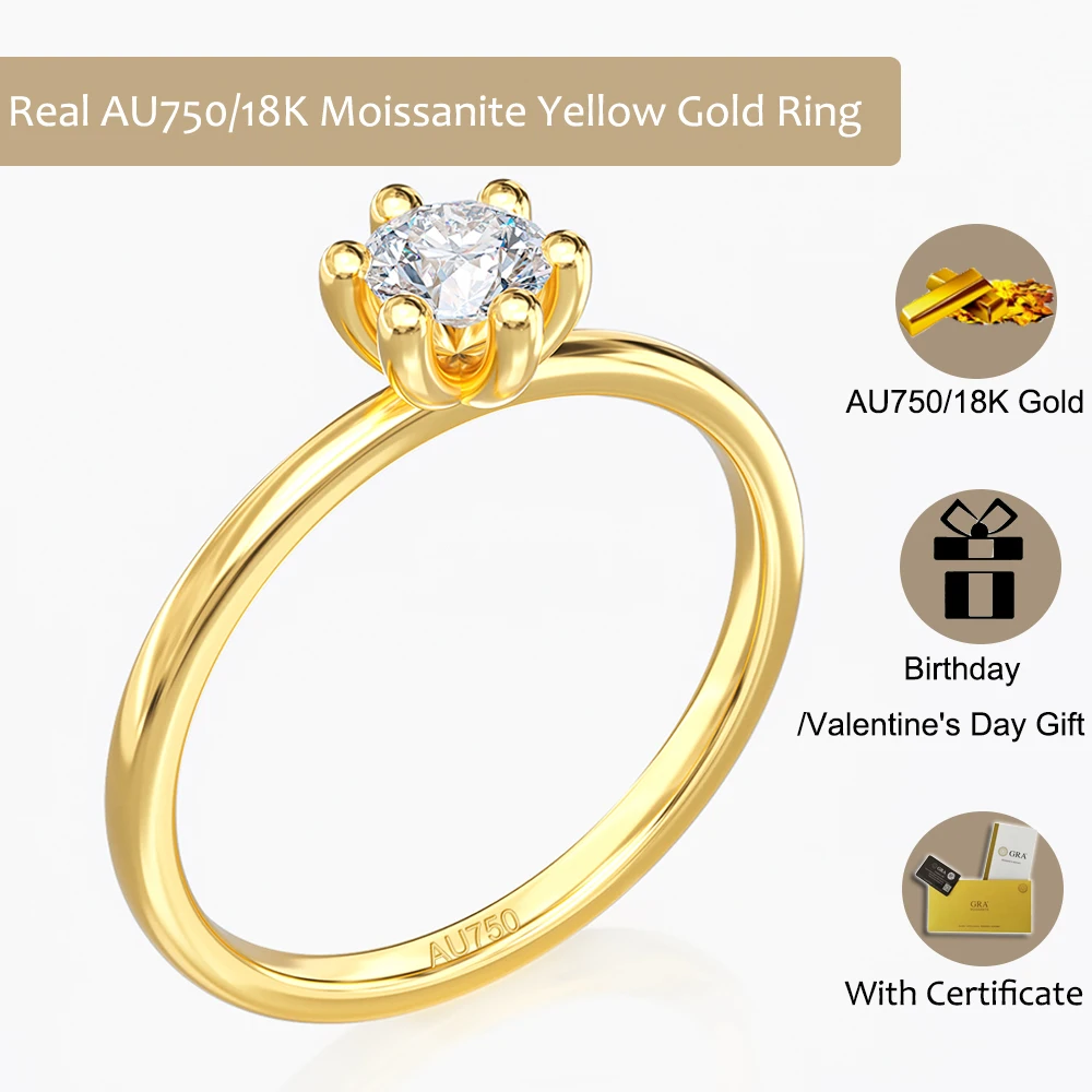 aneis moissanite para mulheres anel solitario com certificado solido ouro amarelo 18k d vvs 02ct 35 mm au750 engagement 01