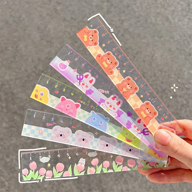 Cute Kawaii Study Time Cartoon Ruler Multifunction Diy Drawing Rulers For Kids Students Office School Stationery