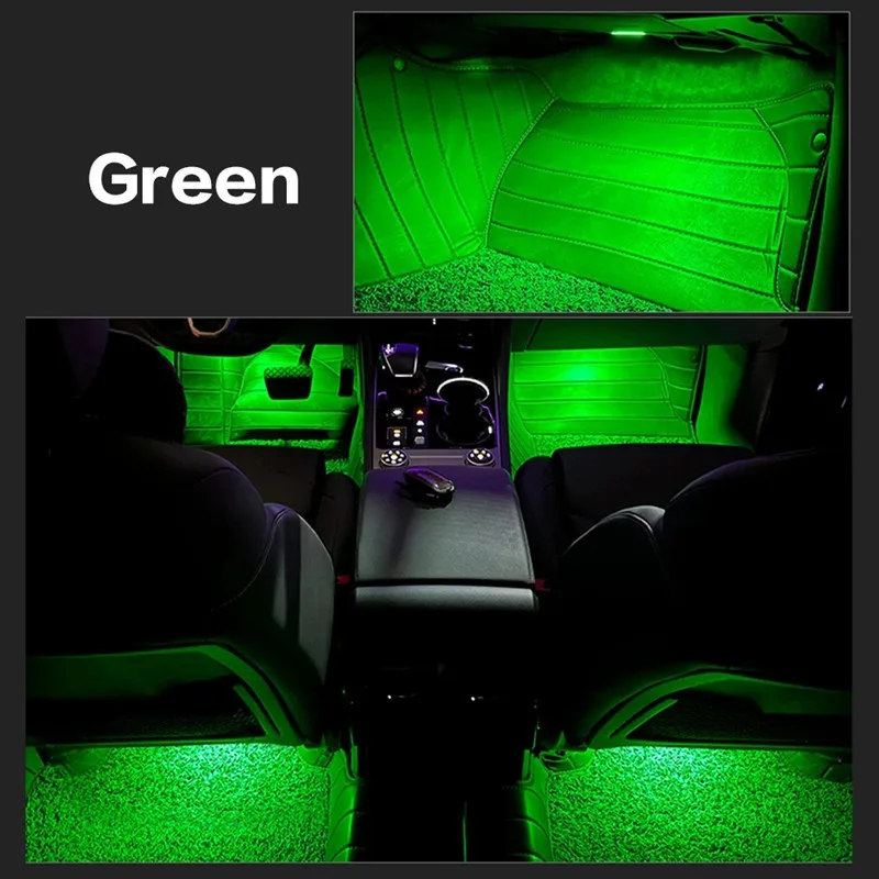 2Pcs LED Car Voice Controlled Footwell Lights Atmosphere Lamp For Volkswagen VW Tiguan MK1 MK2 2007- 2022 2021 2020 2019 2018