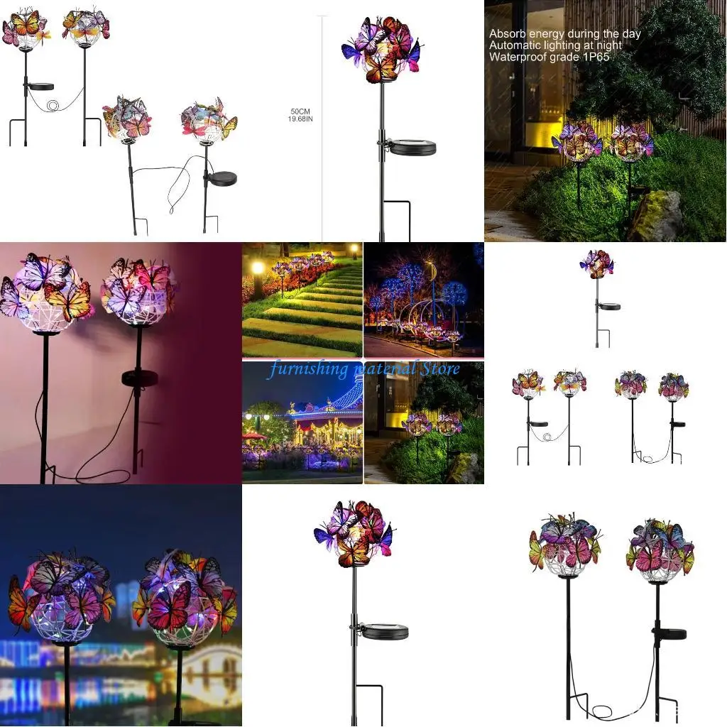 

Y5GD Outdoor Solar Pathway Lights Butterfly Balls Decorative Light Solar Garden Light
