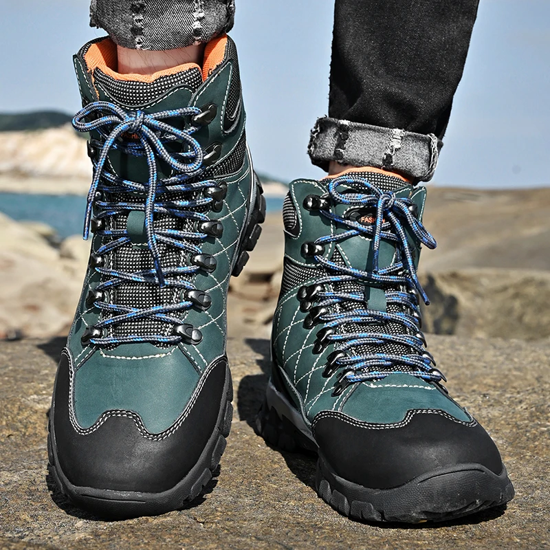 Hikeup homens botas de inverno à prova dwaterproof água de alta qualidade caminhadas sapatos de caminhada masculino sapatos ao ar livre para homem