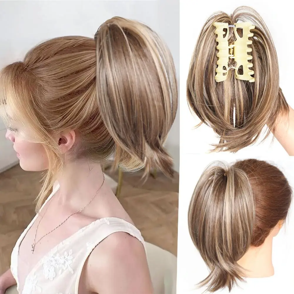 Short Curly Claw Ponytail Hair Extension Synthetic Heat Resistant Fiber Hairpiece For Thick Volume Updo Styling For Ladies