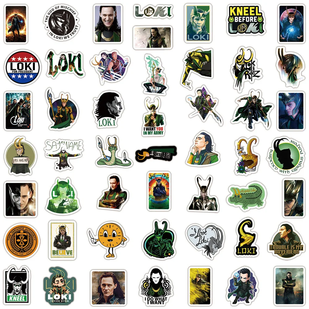 Pegatinas de grafiti Loki de la serie Disney TV para niños, pegatinas impermeables para monopatín, equipaje, teléfono, motocicleta, coche, juguete,