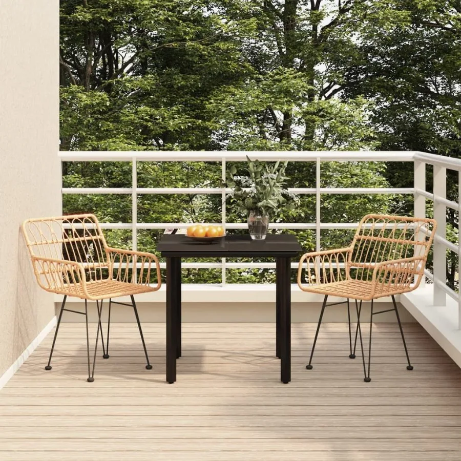 

3 Piece Patio Dining Set Poly Rattan