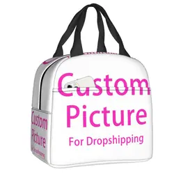 Custom Photo Logo Lunch Box Women Customized DIY Print Thermal Cooler Food Insulated Lunch Bag Portable Picnic Tote Bags