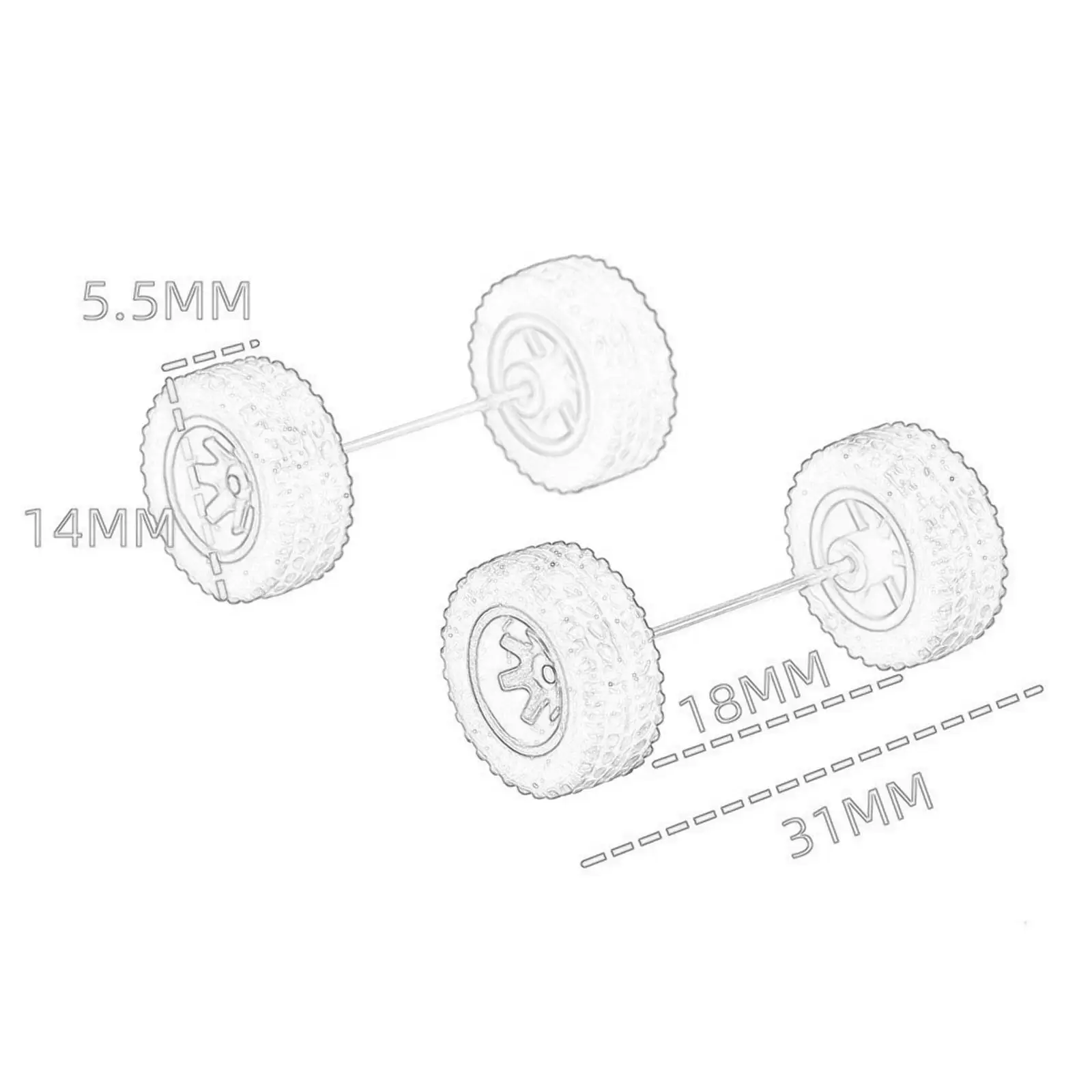 4 Stuks 1/64 Schaal Wielen Simulatie Model Auto Wielen Banden Voor Automodellen