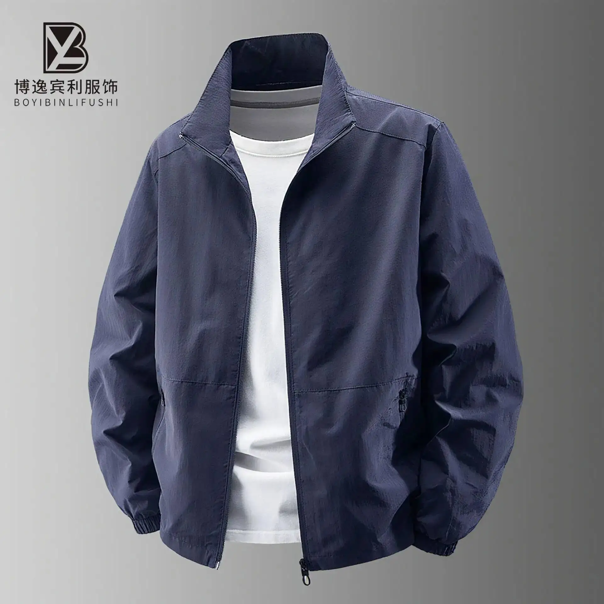 

Men's Jacket 2026 Spring Autumn Outdoor Windbreaker Jacket Casual Sports Top Stand Collar Quick Dry Lightweight Outerwear