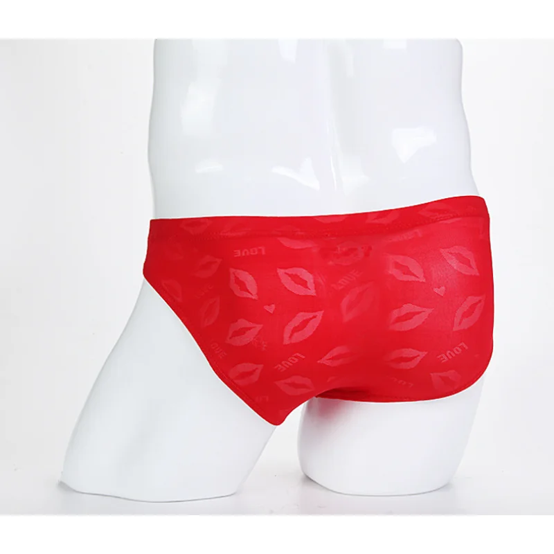 Men's Panties Elephant Nose Bullet Separation Underwear Sexy Lip Jacquard Briefs Ropa Interior Hombre Translucent Underpants
