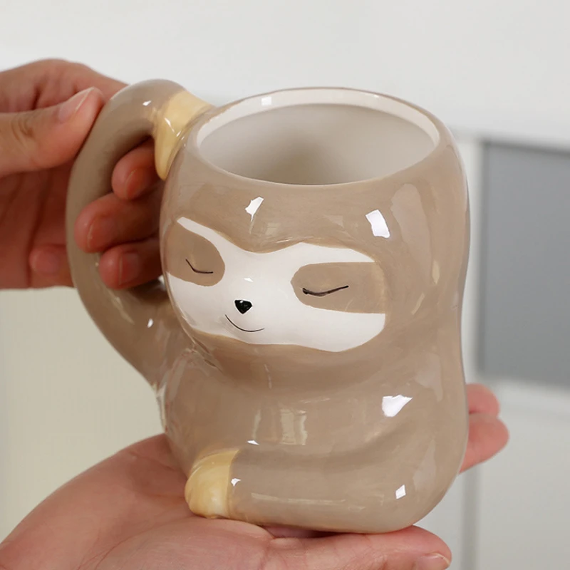 Creative Mugs Coffee Cups Animal Styling Mug Cute Sloth Closed Eye Ceramic Office Personality Coffee Milk Cup Animal Gifts Cup